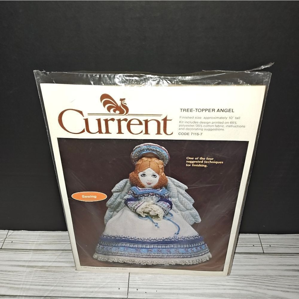 Current Vintage Tree Topper Angel Sewing Embroidery Pattern Kit 10" Open Package
